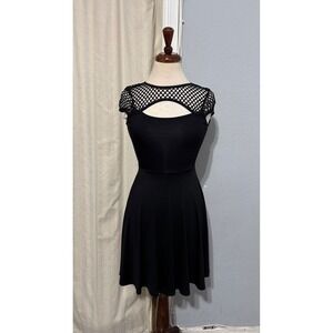 Killstar Black Mesh Cutout Skater Stretch Dress Women XS Gothic Punk Rave Grunge